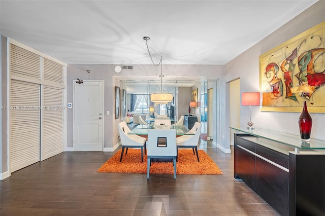 dining space featuring dark hardwood / wood-style floors