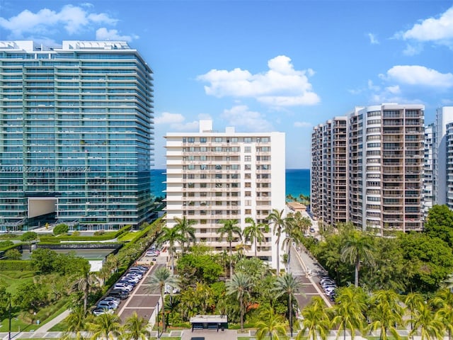 view of building exterior featuring a water view