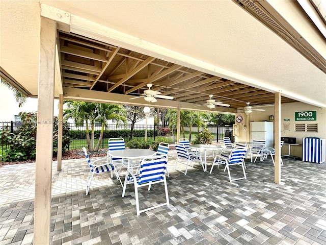 view of patio / terrace featuring ceiling fan