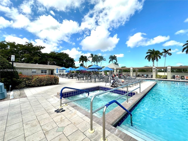 view of pool featuring a patio area