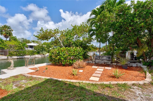 view of yard with a water view