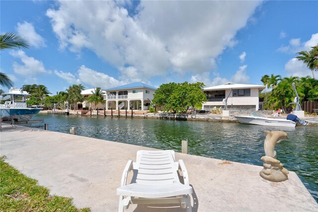 dock area featuring a water view