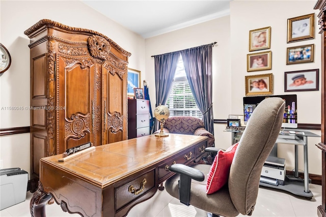 office featuring light tile patterned floors