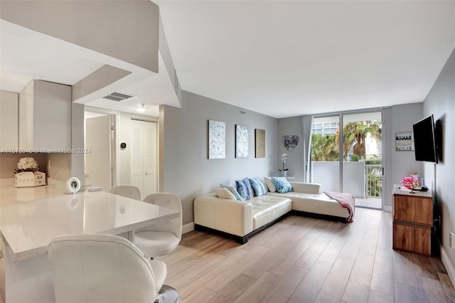 living room featuring light hardwood / wood-style floors