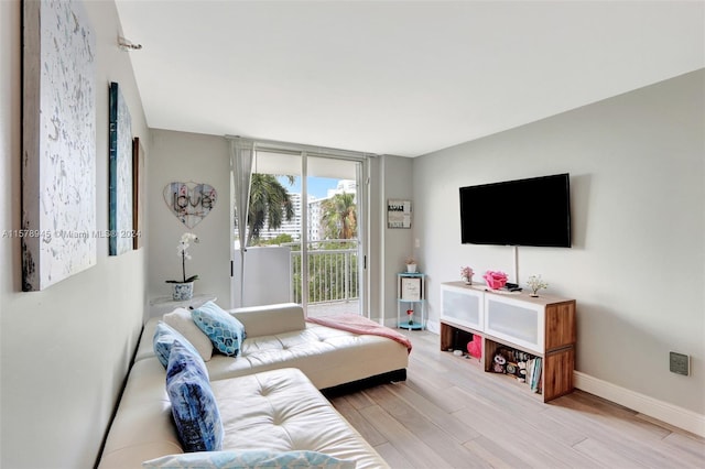 living room with hardwood / wood-style floors