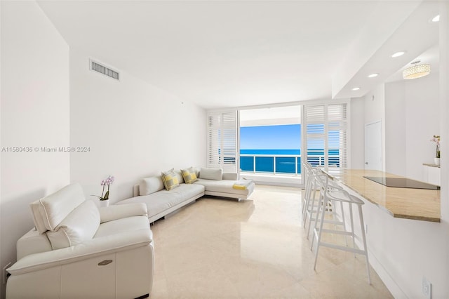 living room featuring expansive windows