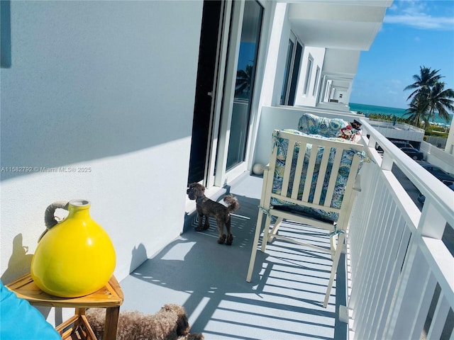 balcony with a water view