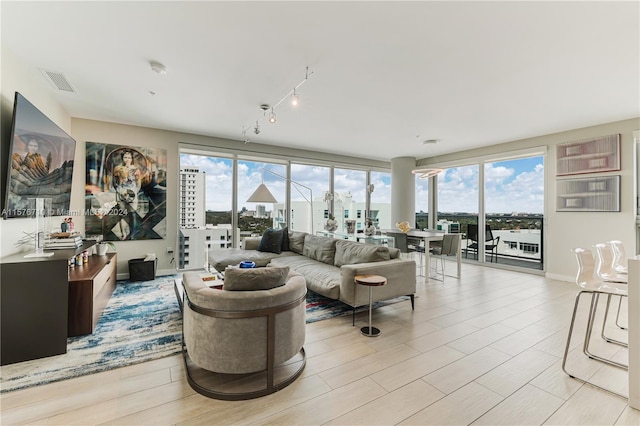 living room featuring light hardwood / wood-style flooring