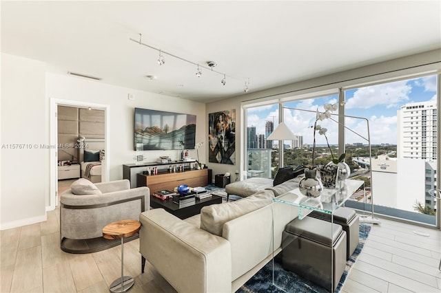 living room featuring light hardwood / wood-style floors