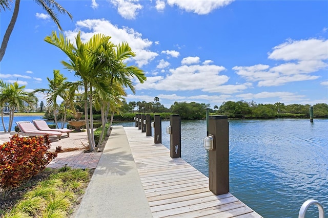 dock area with a water view