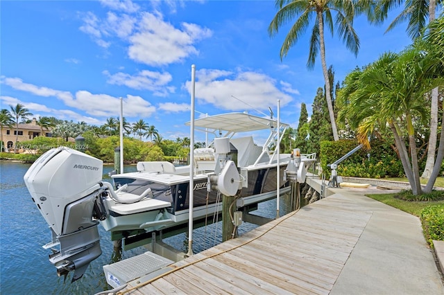 dock area featuring a water view