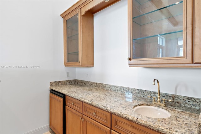 interior space with sink and light stone counters