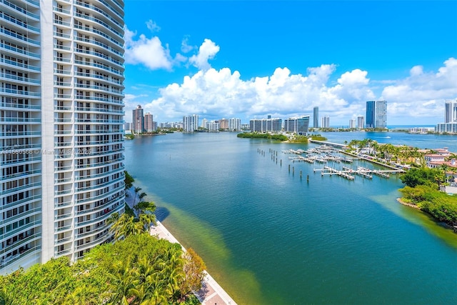 property view of water featuring a view of city