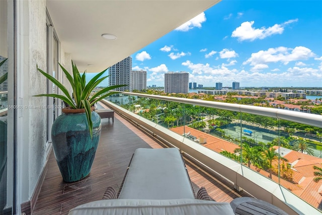 balcony featuring a view of city