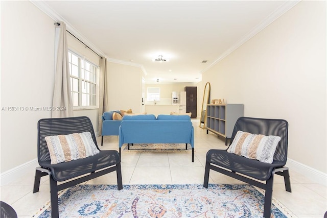 interior space featuring crown molding