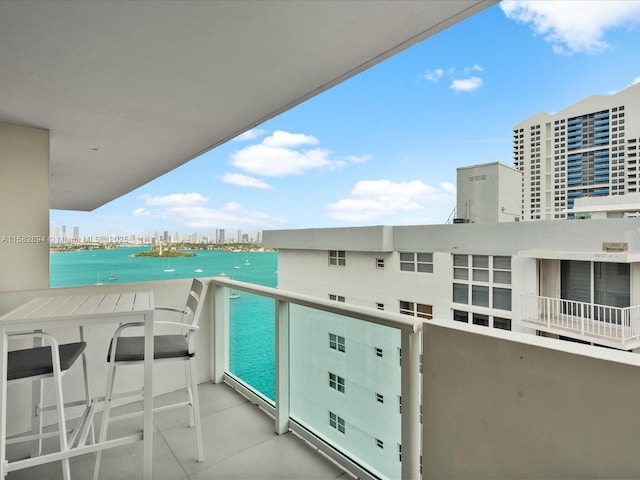 balcony with a water view