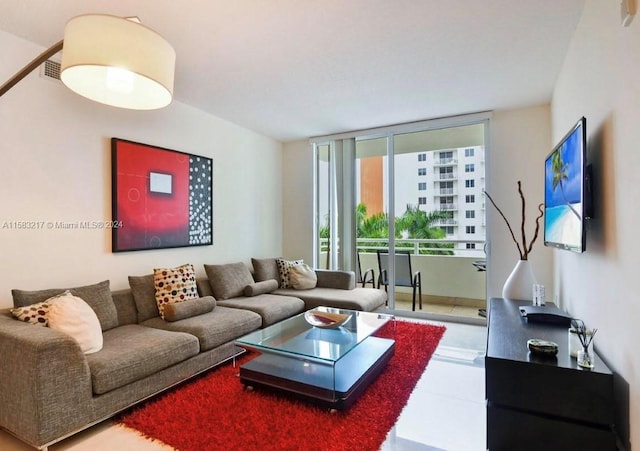 view of tiled living room