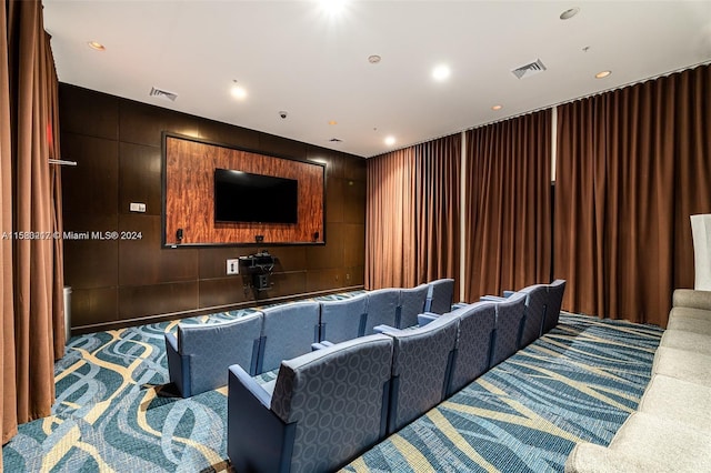 view of carpeted home theater