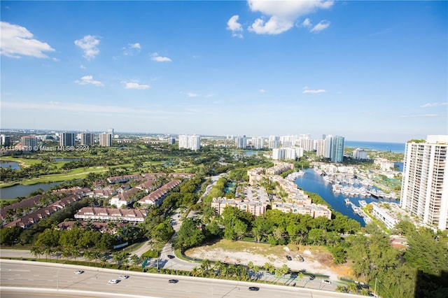 bird's eye view featuring a water view