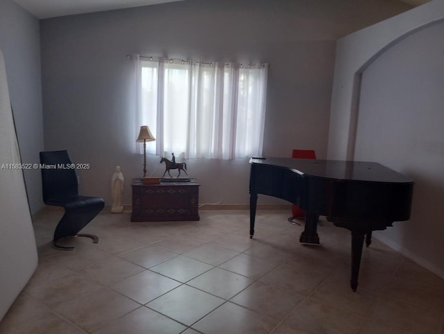 interior space featuring light tile patterned floors