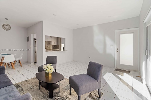 view of tiled living room