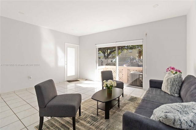 view of tiled living room