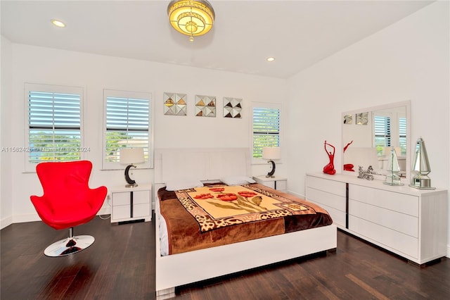 bedroom featuring dark hardwood / wood-style flooring