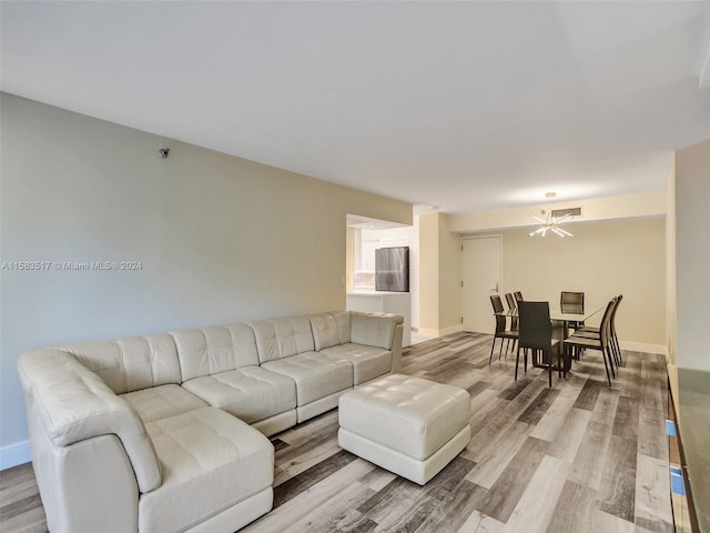 living room with wood-type flooring