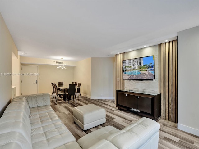 living room with hardwood / wood-style flooring