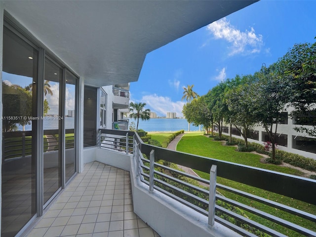 balcony with a water view