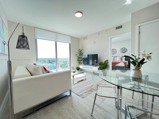 living room with wood-type flooring