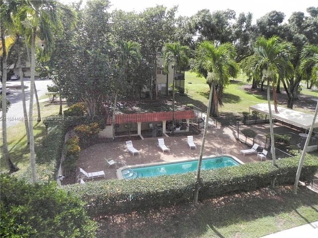 view of swimming pool with a patio