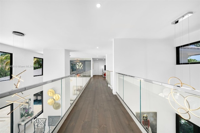 hallway featuring dark wood-type flooring