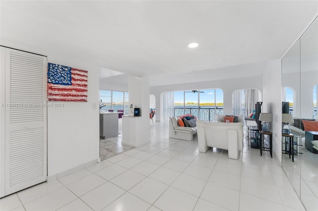 view of tiled living room