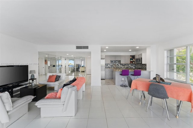 view of tiled living room