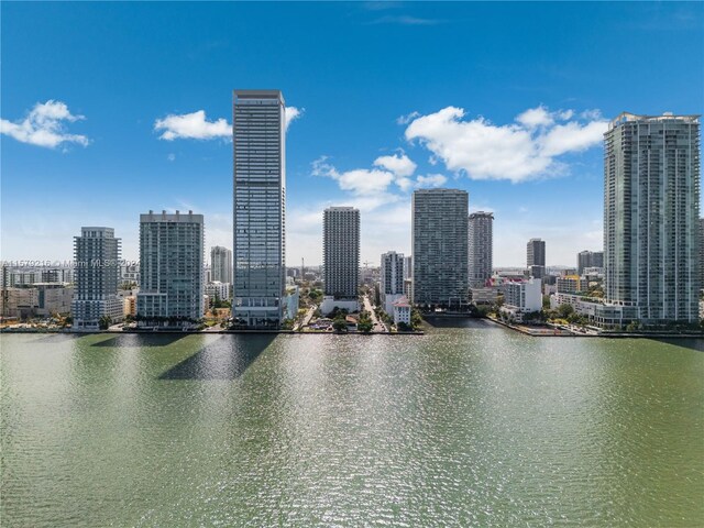 property's view of city with a water view