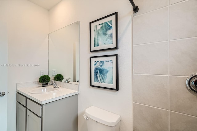 bathroom with toilet and oversized vanity