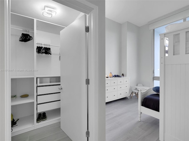 walk in closet featuring light wood-type flooring