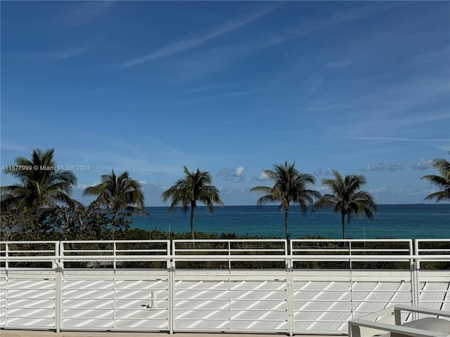 view of patio / terrace with a water view