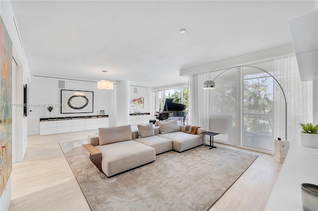 living room with light wood-type flooring