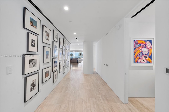 hall with light hardwood / wood-style flooring