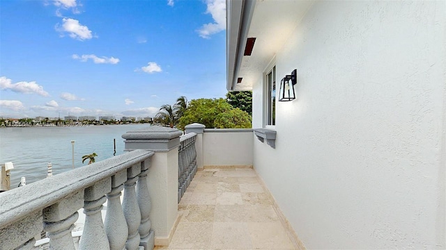 balcony with a water view