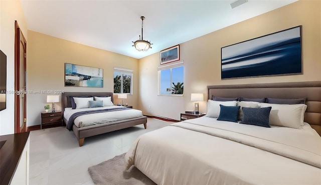 bedroom with tile flooring