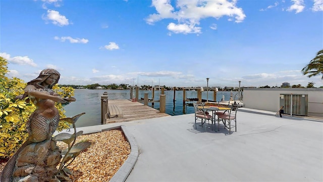 dock area featuring a water view and central air condition unit