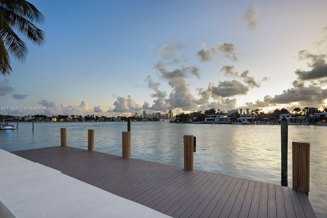 view of dock featuring a water view