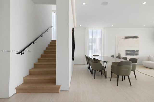 dining space featuring light hardwood / wood-style flooring