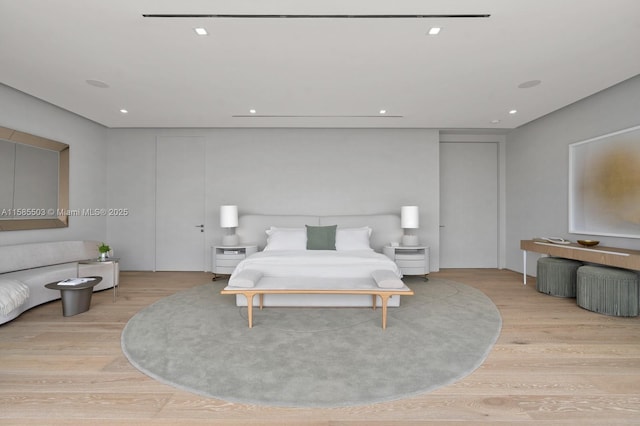 bedroom featuring light hardwood / wood-style flooring