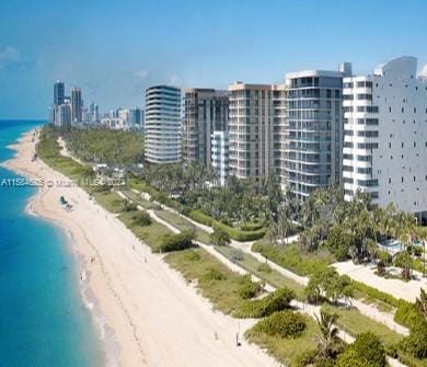 exterior space with a view of the beach and a water view