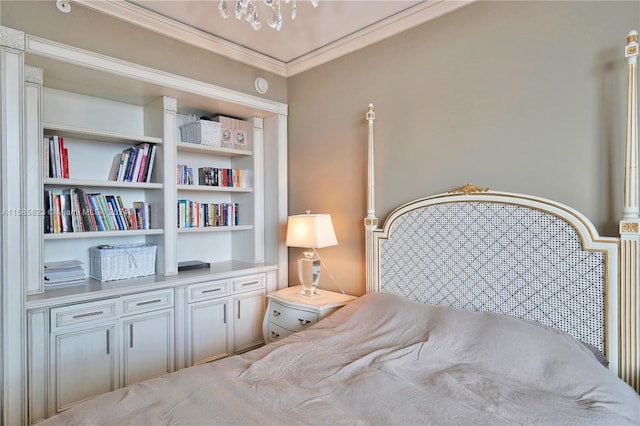 bedroom with crown molding