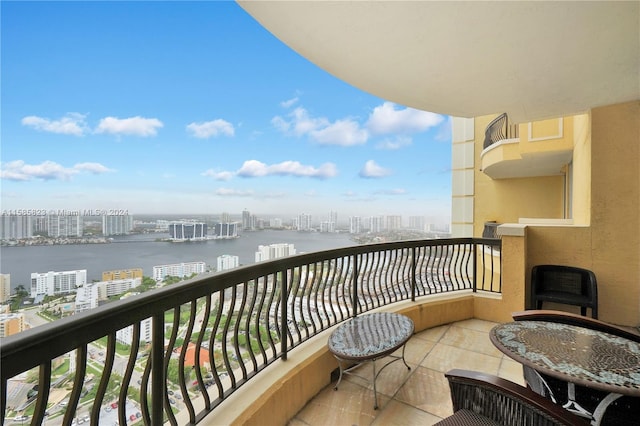 balcony with a water view